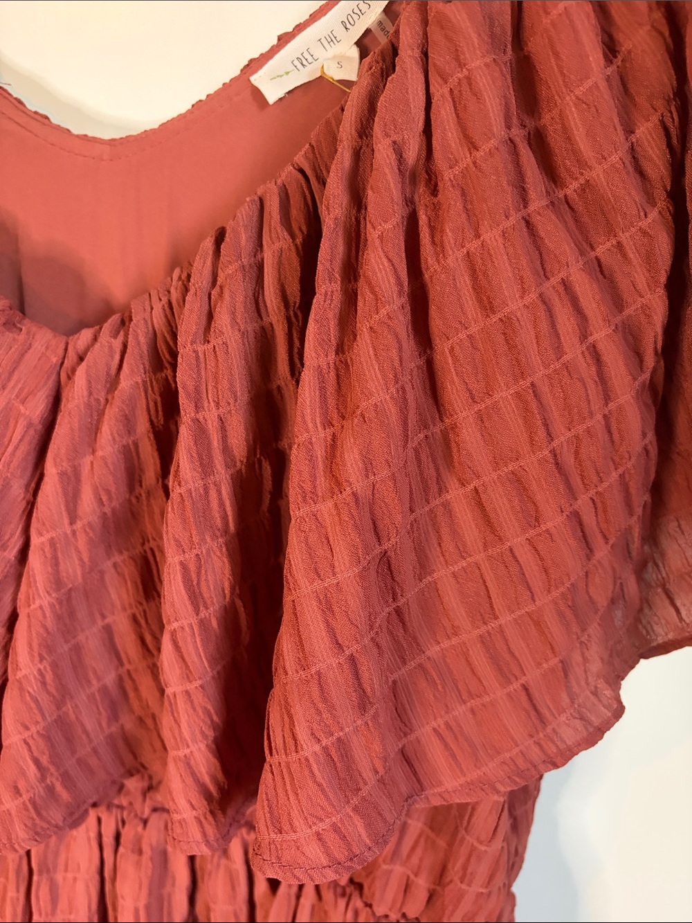 Free the Roses Rust Textured Midi Dress - Picture 5 of 7
